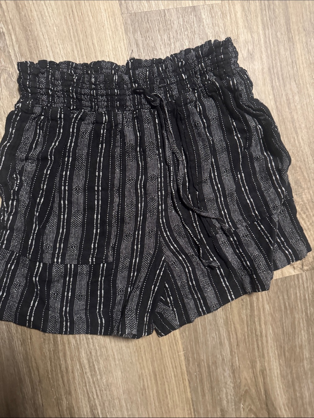 Time and Tru Black and White Striped High-Waist Shorts